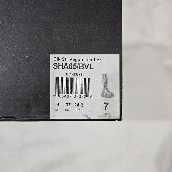 Demonia Shaker-65 Black Str Vegan Leather Platform Knee High Boots Size 7 - Picture 13 of 13